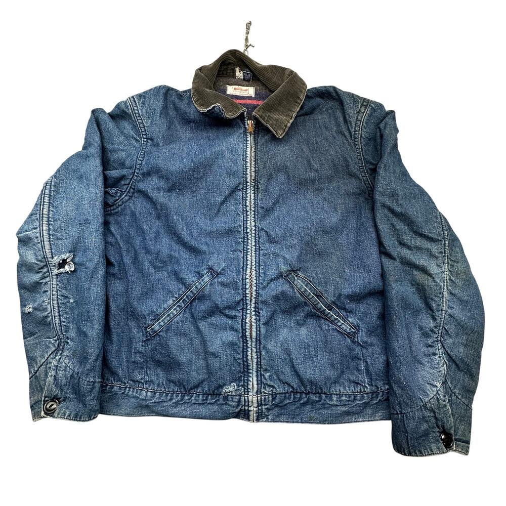 Vintage 50s 60s Wards Power House Montgomery Denim Jacket Small Blanket Lined